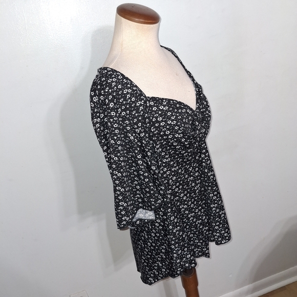 SHEIN - Black & White Floral Blouse- W Sz 2 XL - 16 - Picture 6 of 9